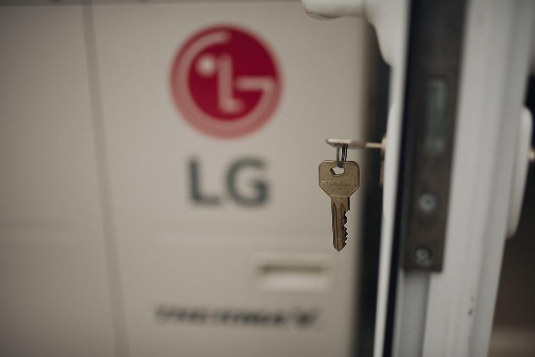 A key inserted in a door lock