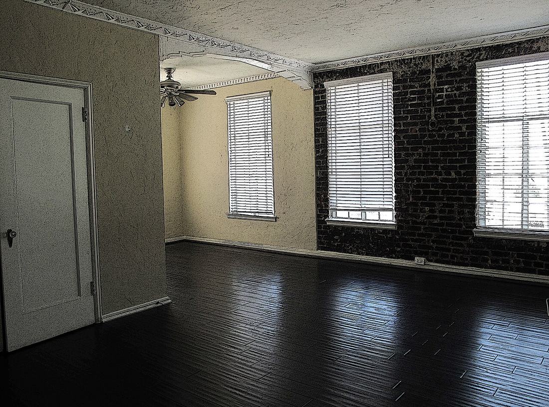 An empty apartment living room